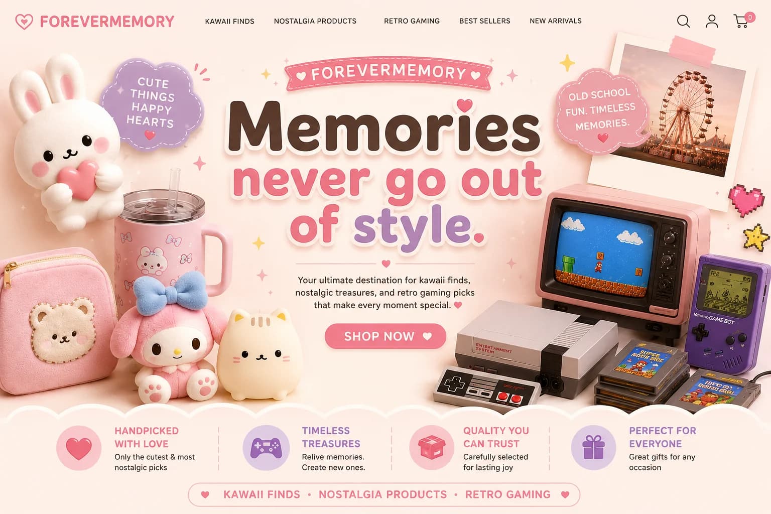 Forever Memory kawaii, nostalgia, and retro gaming collection