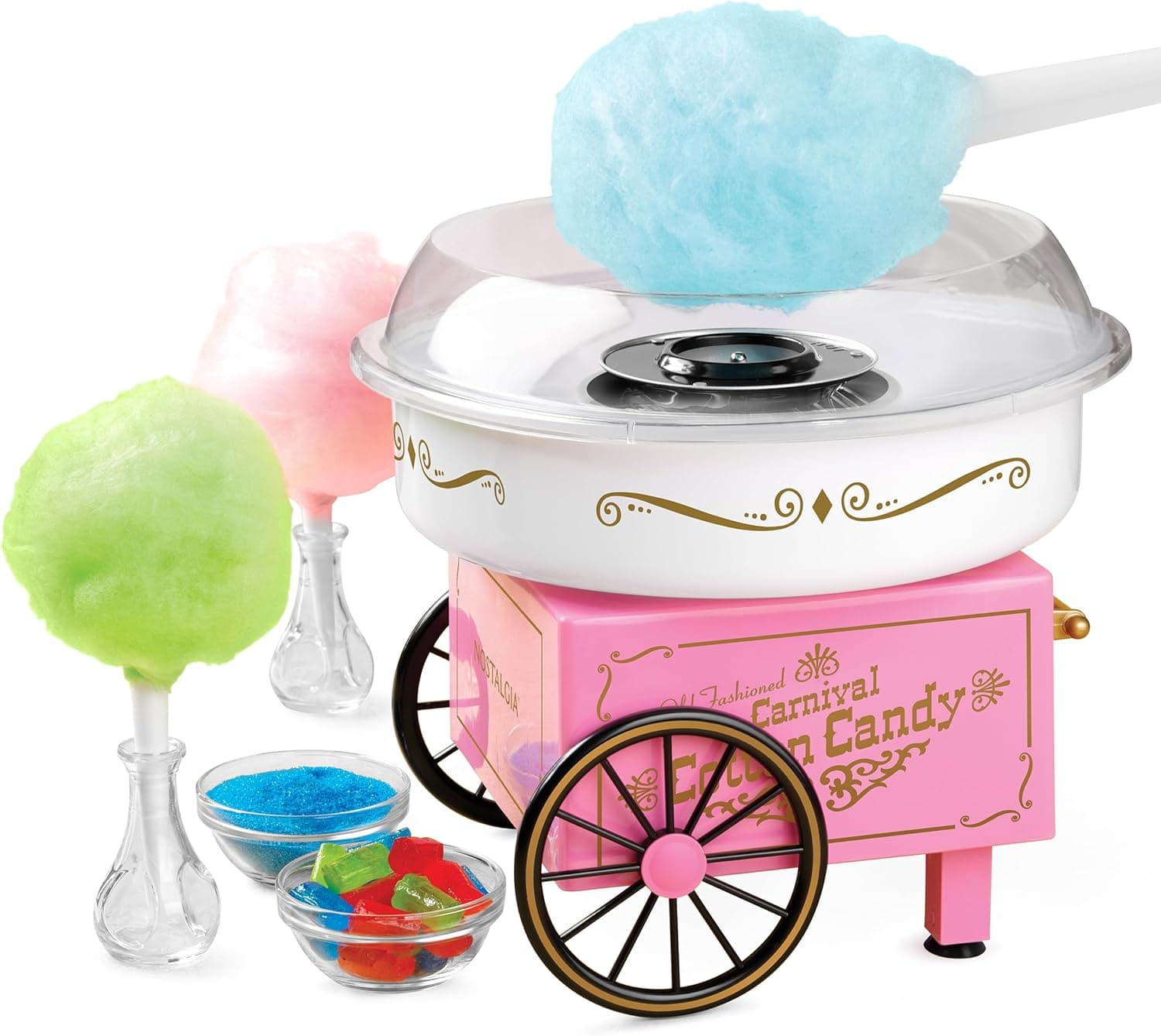 Nostalgia Pink Vintage Countertop Cotton Candy Machine