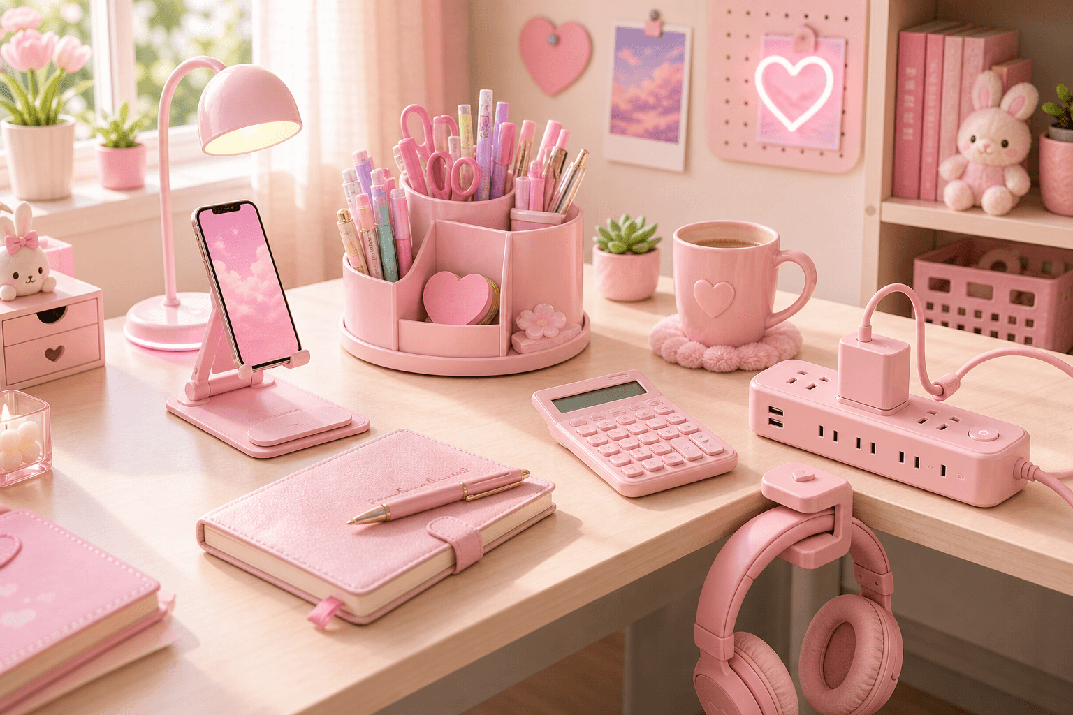 Must-Have Items for a Pink-Crazy Desk Setup