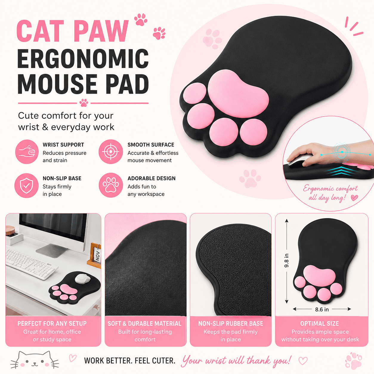 Cat Paw Ergonomic Mouse Pad