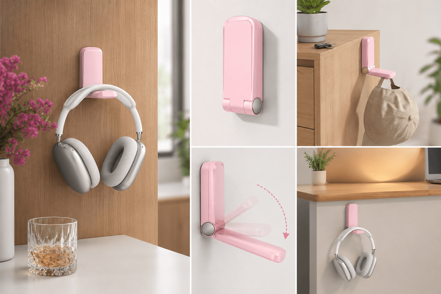Lamicall Pink Adhesive Headphone Hanger