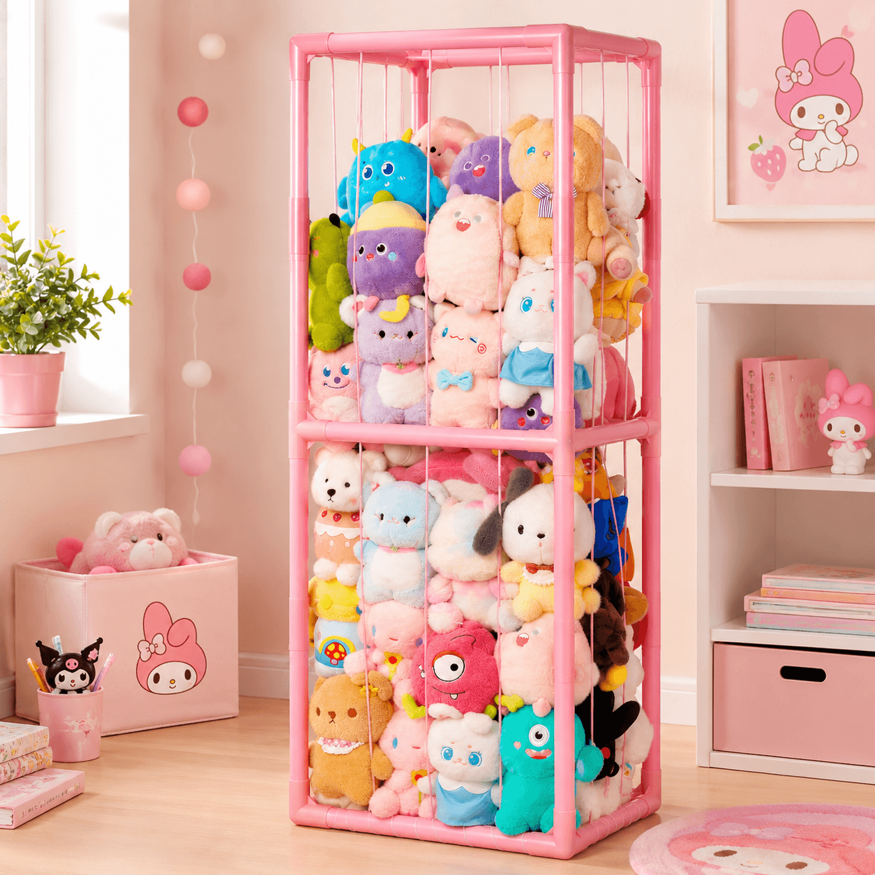Pink Stuffed Animal Storage Organizer