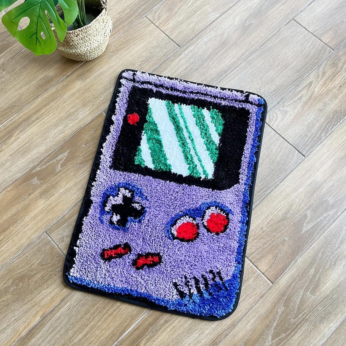 Purple Games Console Tufted Rug Funny Childhood Memories Rug Cute Flocking Carpet