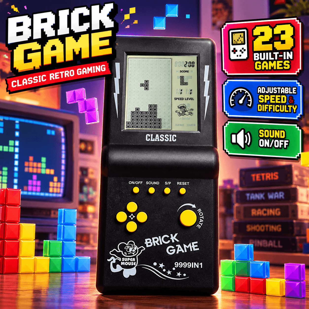 HLF 3.5-inch Retro Brick Game Console