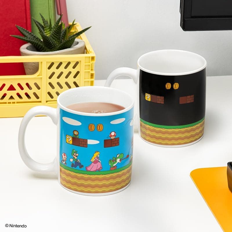 Paladone Super Mario Level Heat Changing Coffee Mug - Licensed Nintendo Merchandise