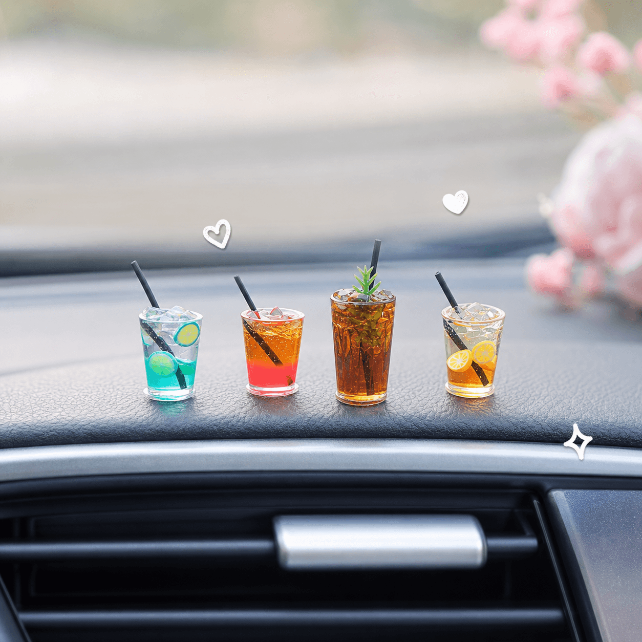 Kawaii Mini Drink Dashboard Decorations