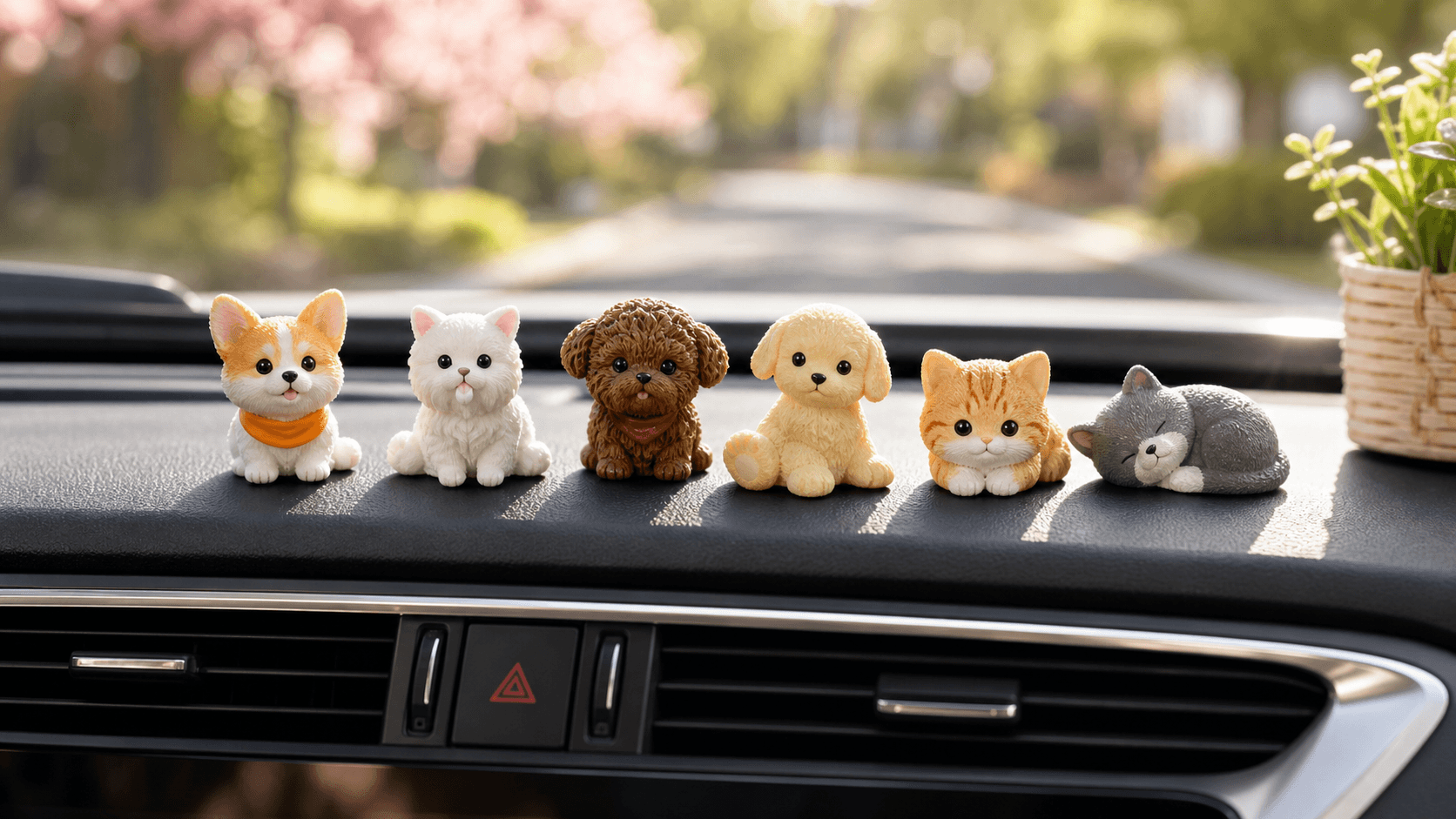 Qiwen Mini Pet Car Dashboard Decorations
